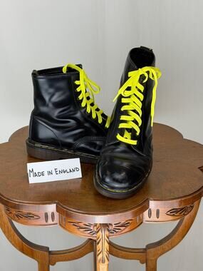 Dr. Martens MIE Black 8 Hole Lace Up Combat Boot US Mens 7 Womens 8 #0113B